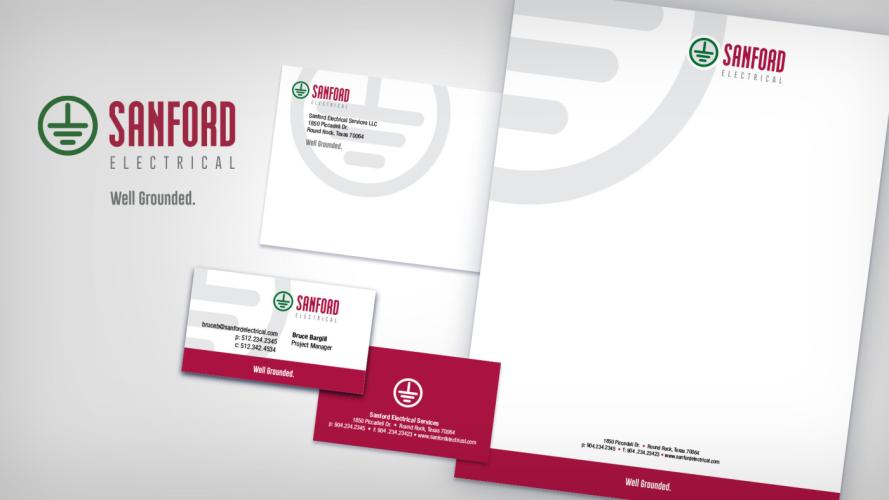 Sanford Electrical logo and stationary package