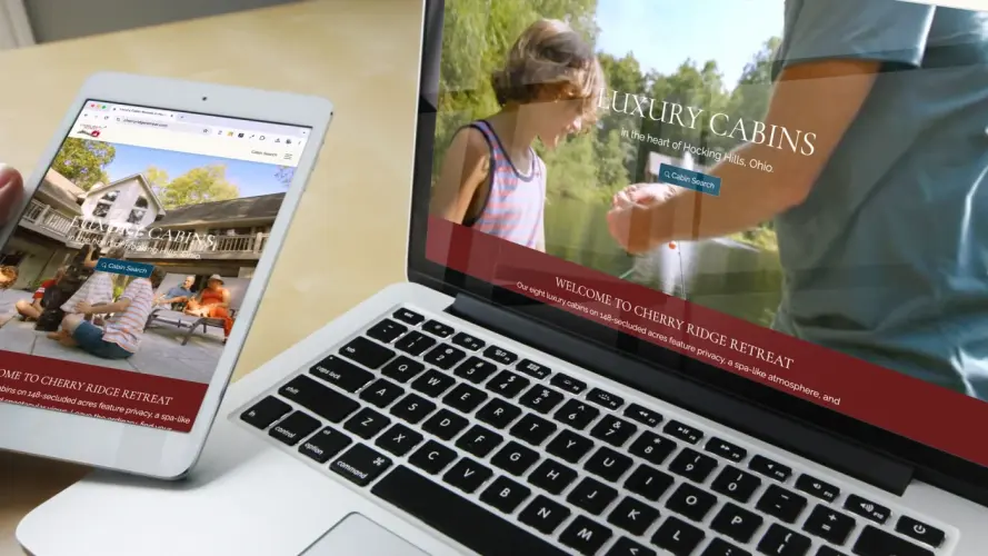 Cherry Ridge Retreat website on tablet and desktop computers