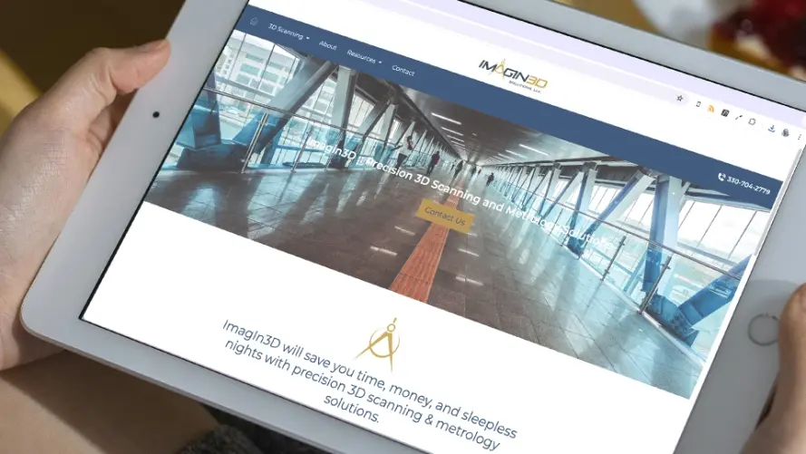 imagin3d website running on a tablet