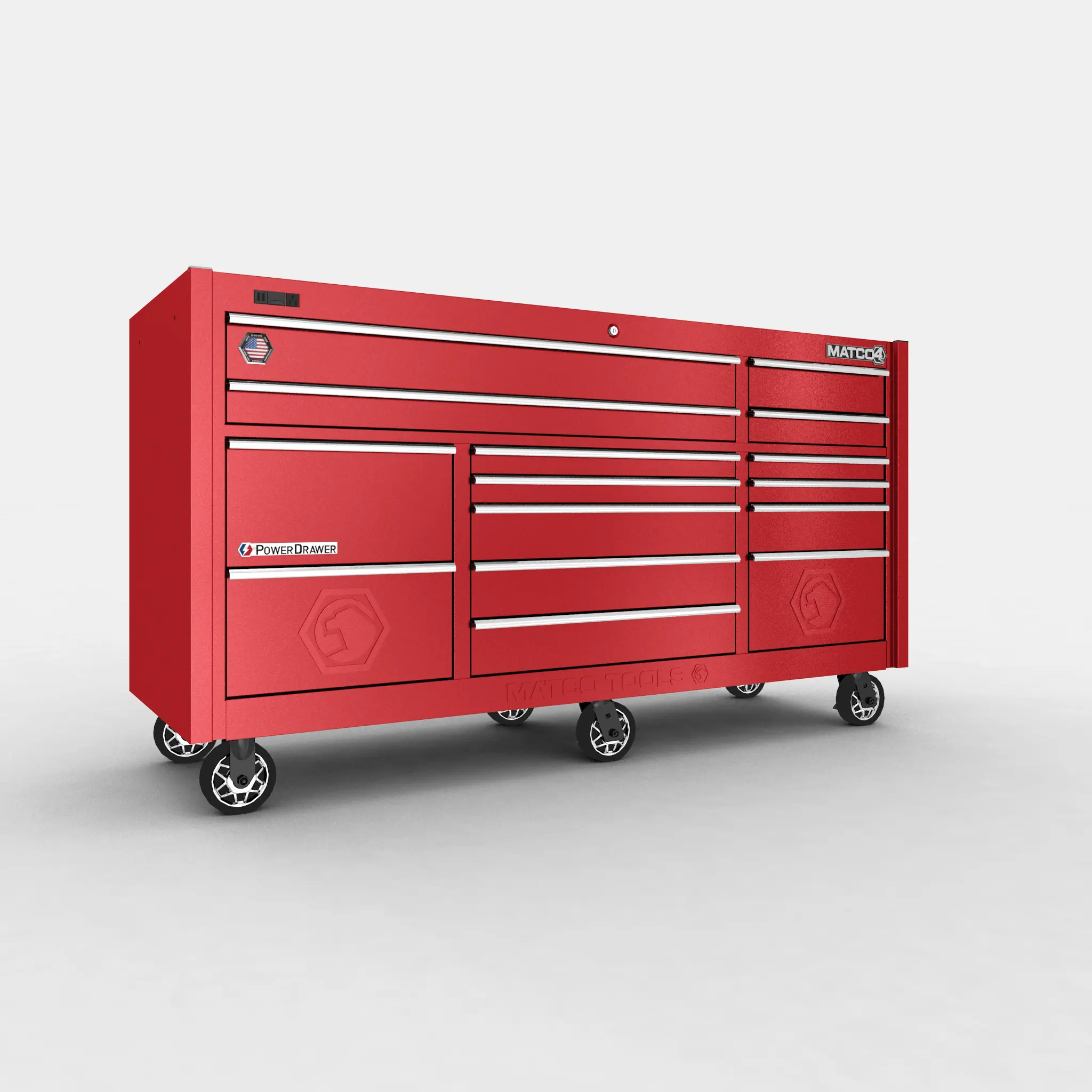 3D generated Image ofan orange toolbox with chrome handles