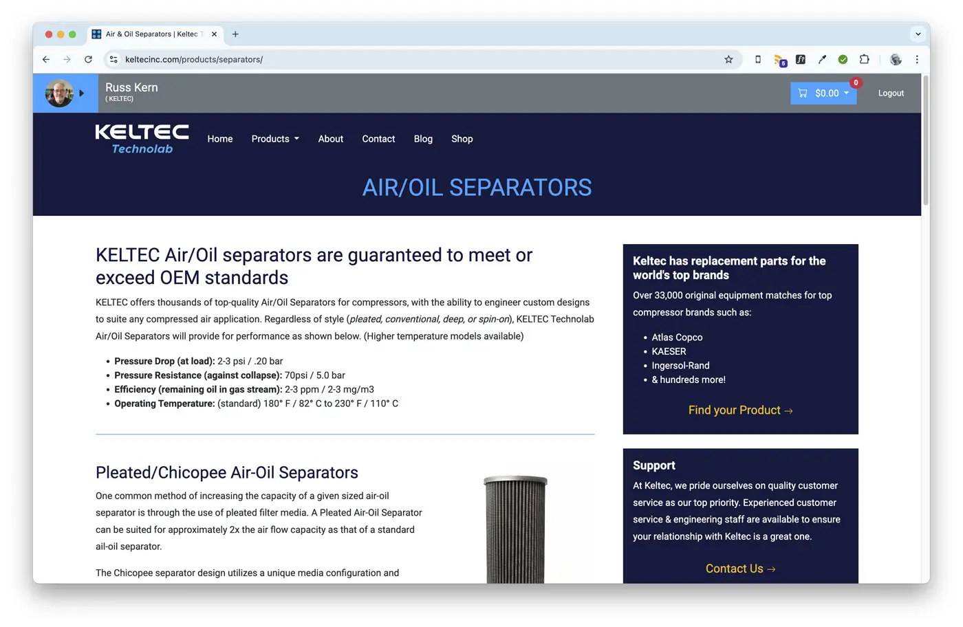 KELTEC Technolab Website and eCommerce