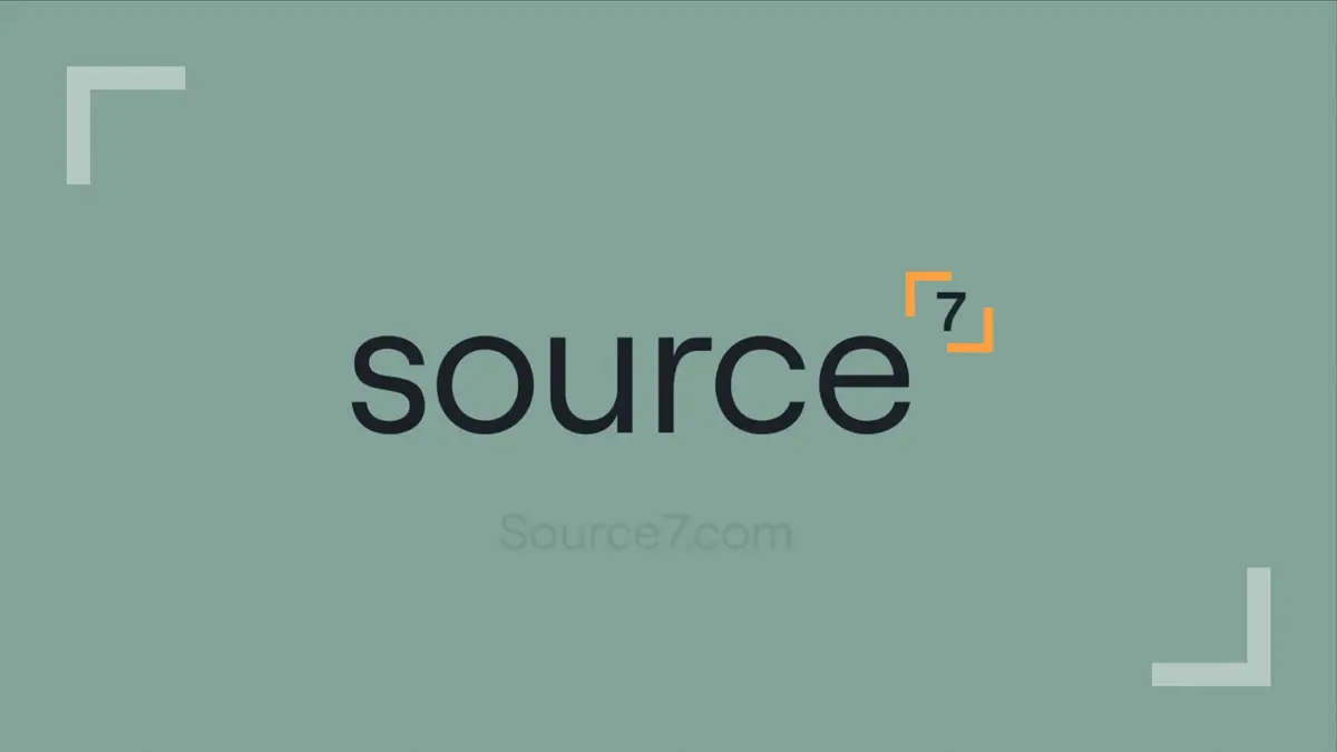 Source7 logo animation with Source7.com displayed on a muted green background.