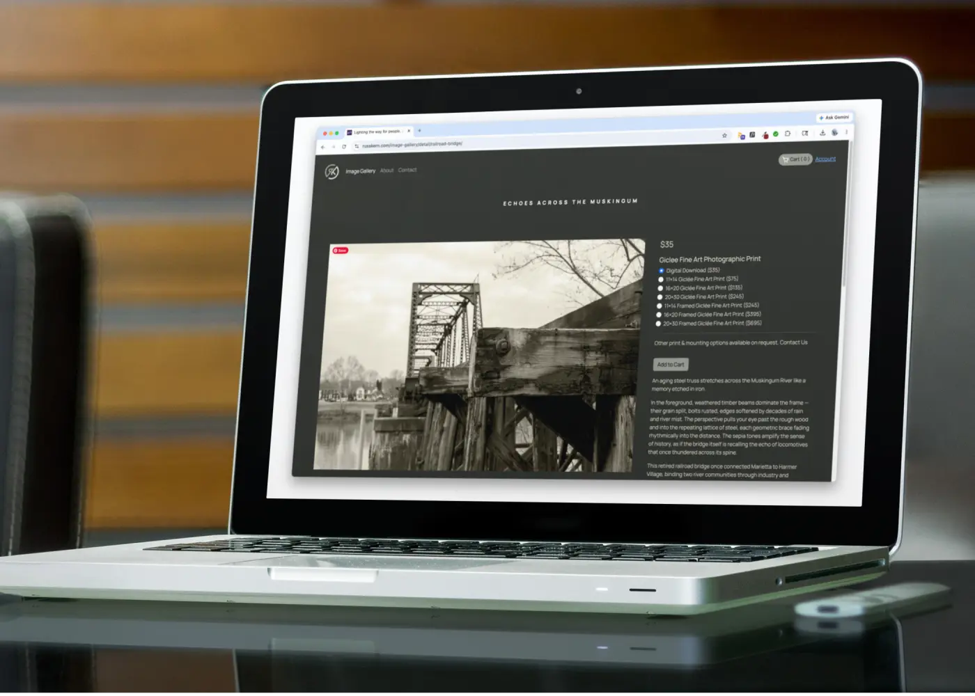ecommerce website on laptop screen