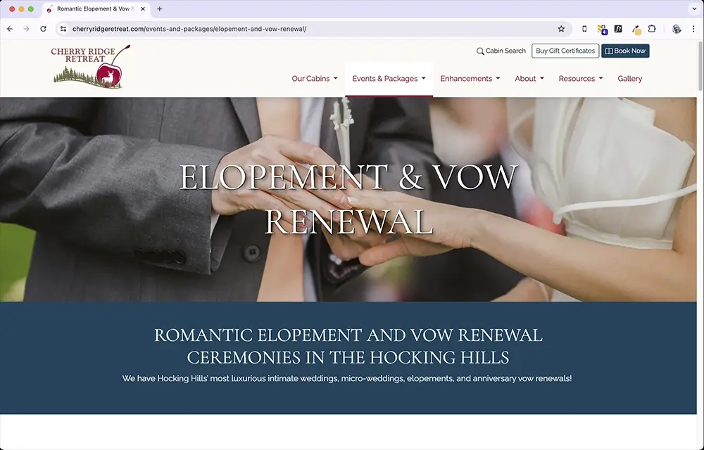 Elopement and vow renewals page