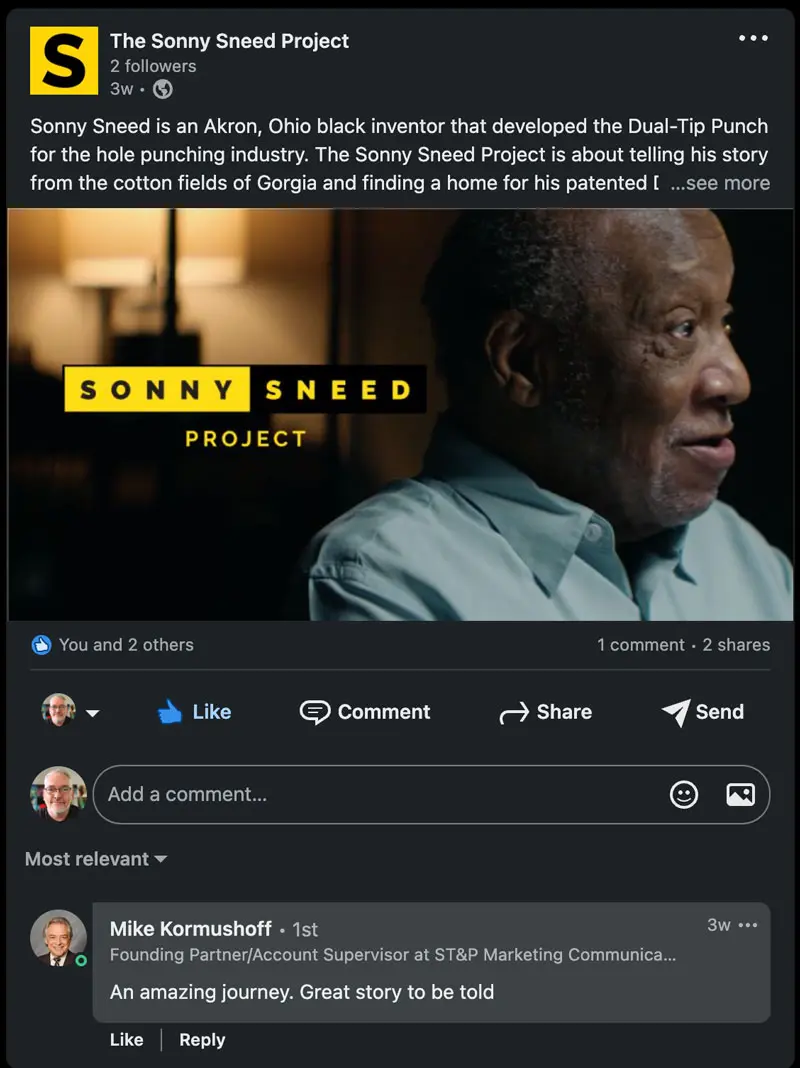 The Sonny Sneed Project Web & Social Media