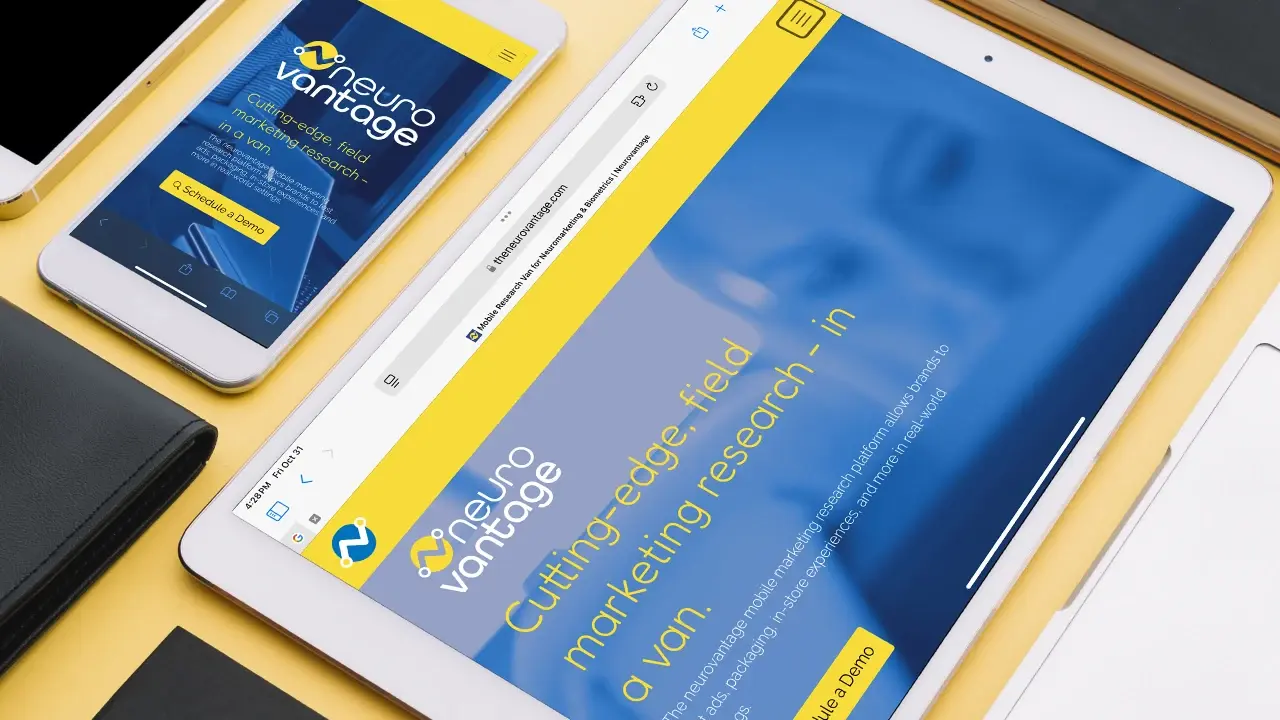 NeuroVantage website displayed on tablet and mobile devices representing responsive web design and development.