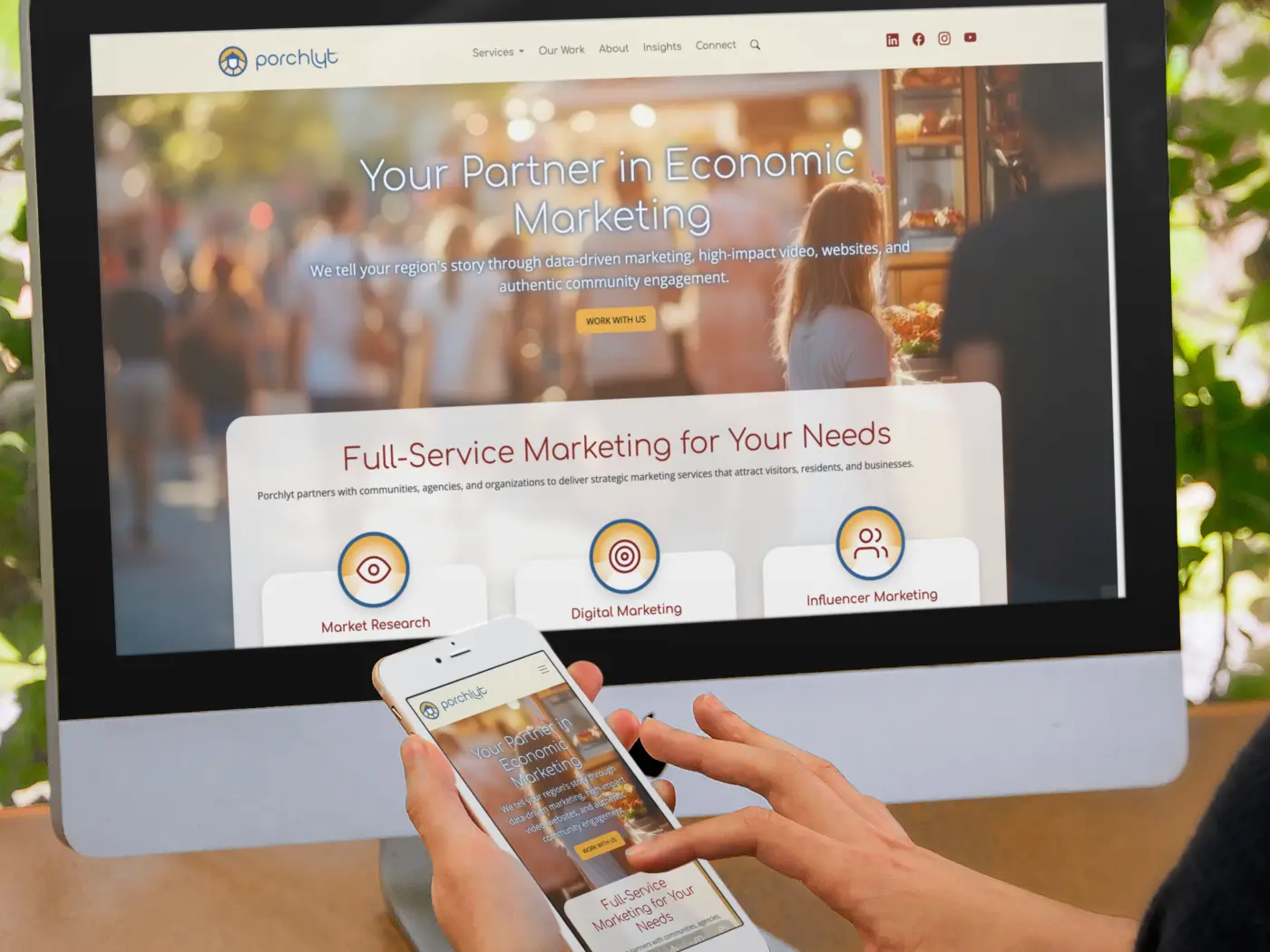 Porchlyt website on desktop and mobile devices