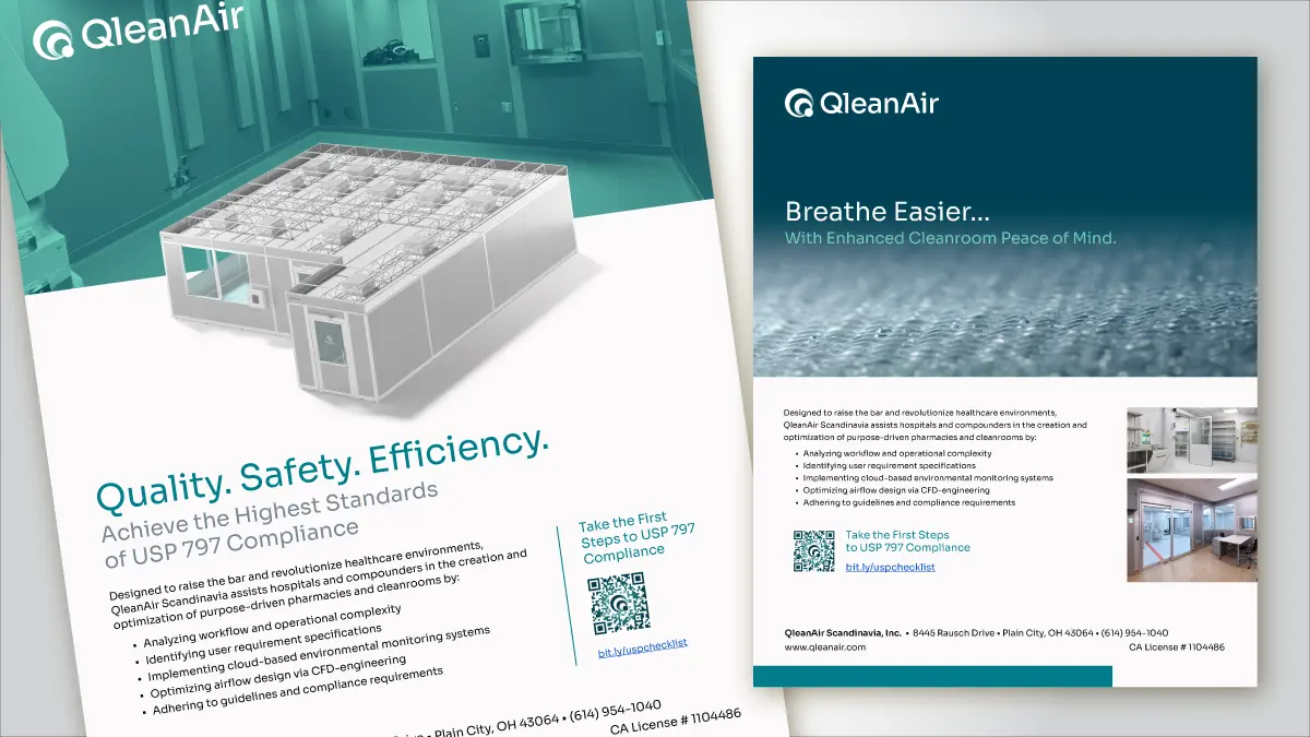 QleanAir print and digital advertising materials representing integrated marketing campaign design.