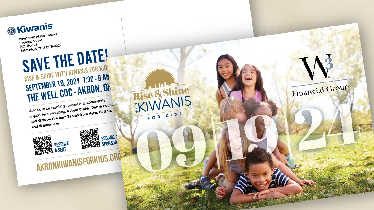 save the date postcard with kids and QR Codes