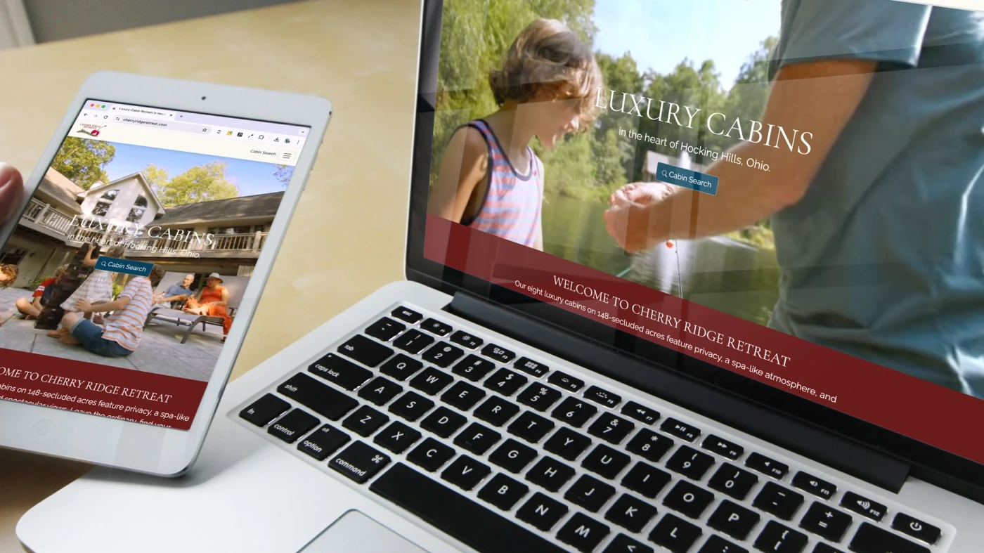 Cherry Ridge Retreat website on mobile and desktop browsers