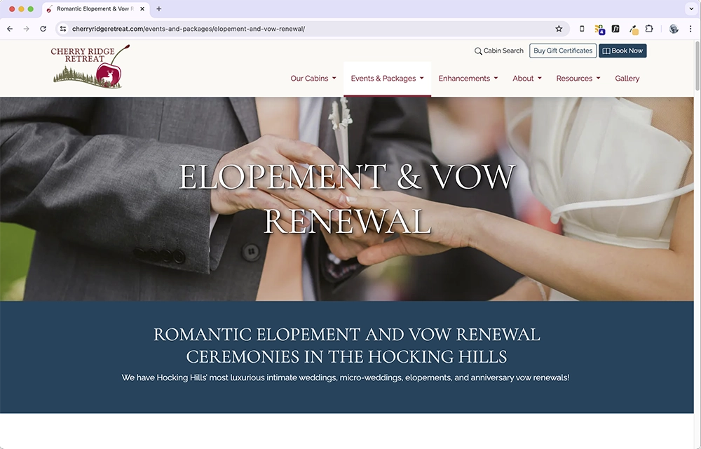 
							Elopement and vow renewals page