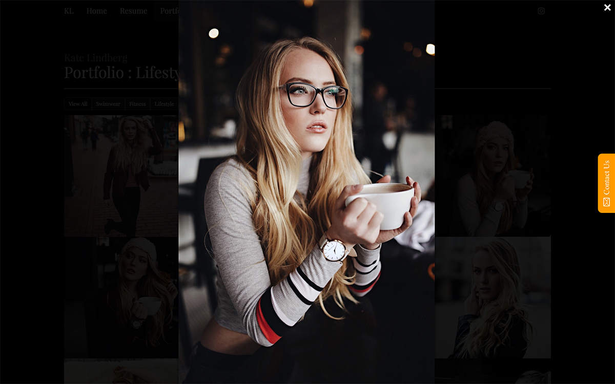 photograph on the modeling portfolio site for Kate Lindberg