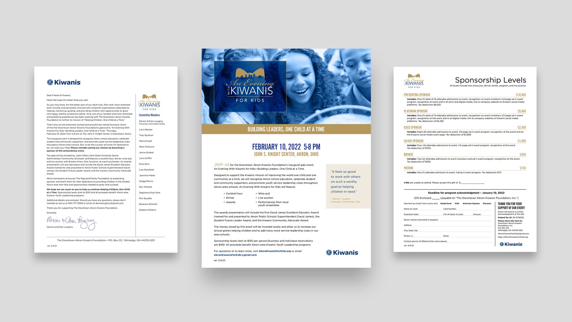 Print and digital collateral materials to support fund-raising and calls for sponsors