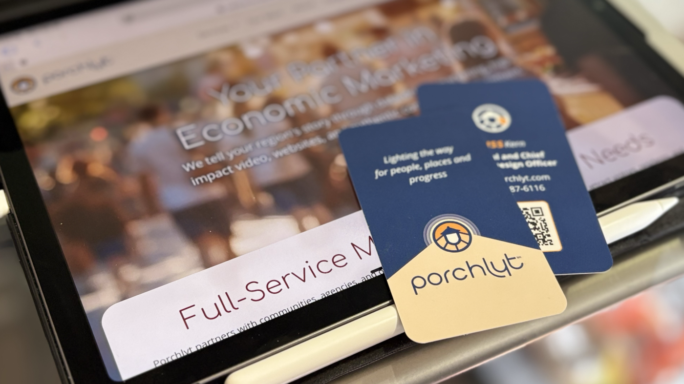 image of business cards on an ipad